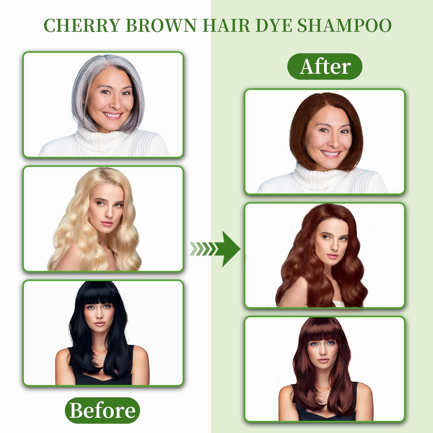 Hair Dye Shampoo 3 in 1 for Gray Hair Coverage, Herbal Ingredients Natural Shampoo Hair Dye for Women & Men/Ammonia-Free 520ml(Cherry Brown)