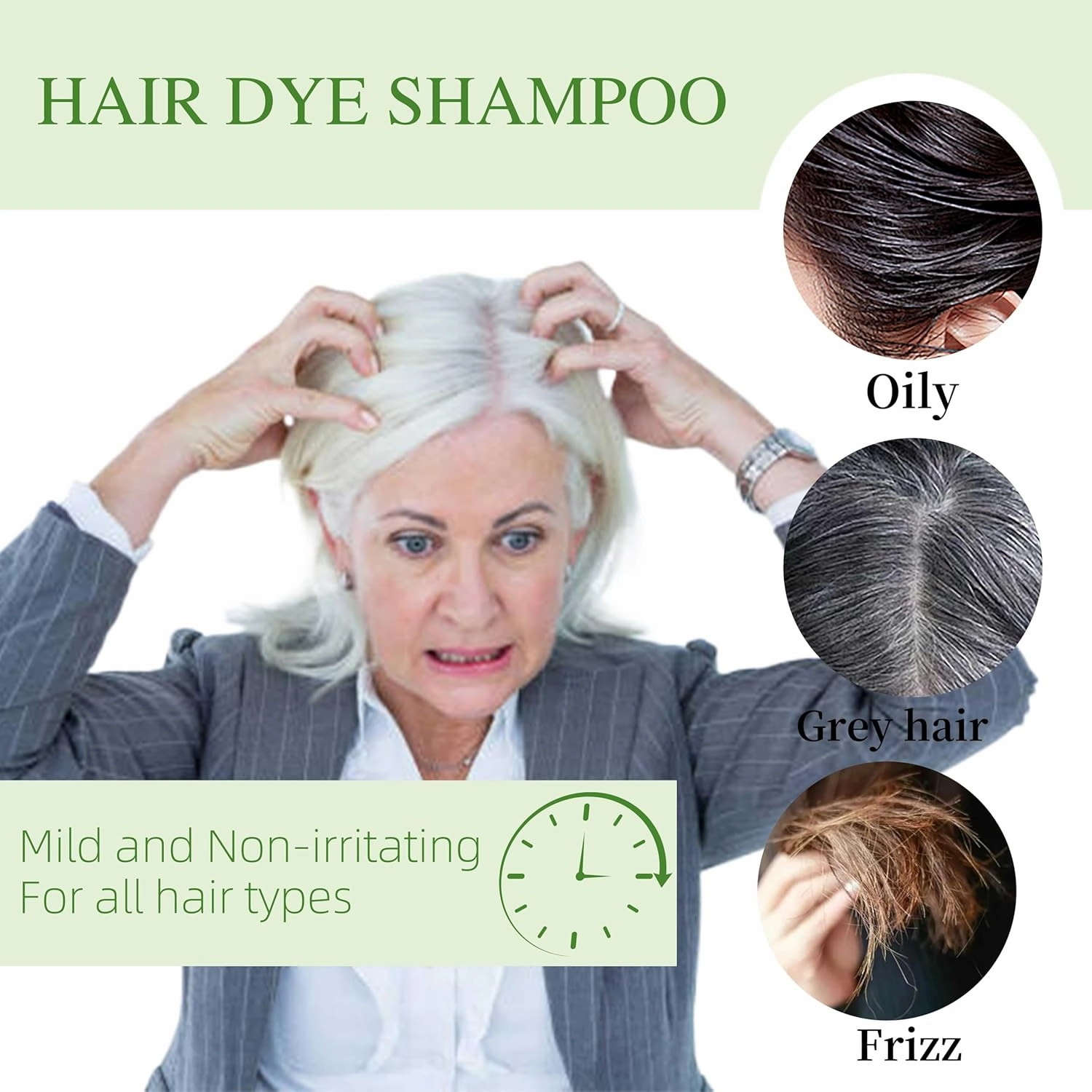 Hair Dye Shampoo 3 in 1 for Gray Hair Coverage, Herbal Ingredients Natural Shampoo Hair Dye for Women & Men/Ammonia-Free 520ml(Cherry Brown)