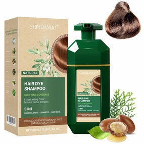 Hair Dye Shampoo 3 in 1 for Gray Hair Coverage, Herbal Ingredients Natural Shampoo Hair Dye for Women & Men/Ammonia-Free 520ml(Chestnut Brown