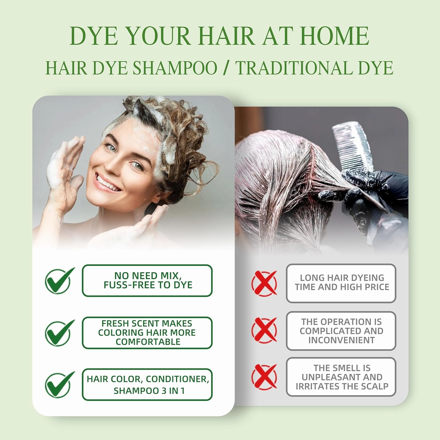 Hair Dye Shampoo 3 in 1 for Gray Hair Coverage, Herbal Ingredients Natural Shampoo Hair Dye for Women & Men/Ammonia-Free 520ml(Chestnut Brown