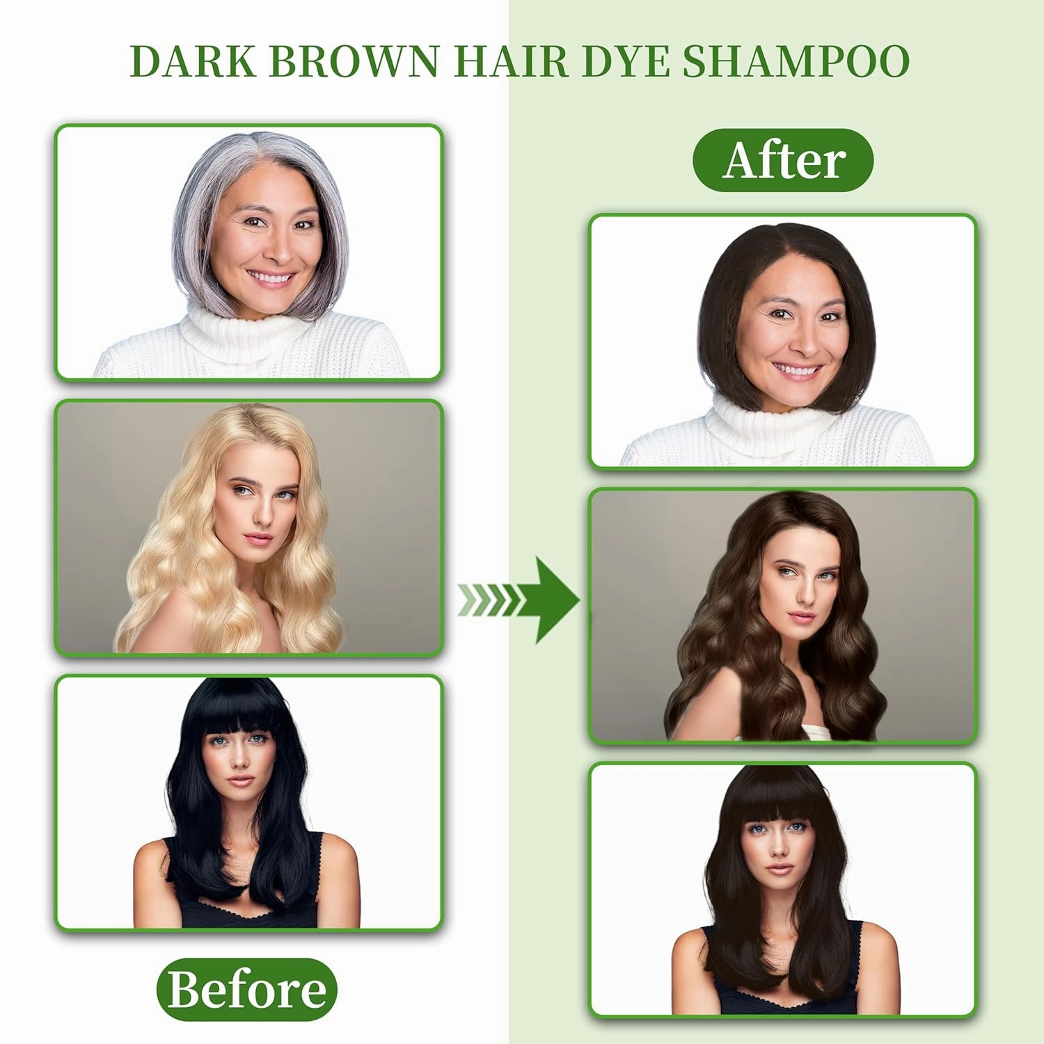 Hair Dye Shampoo 3 in 1 for Gray Hair Coverage, Herbal Ingredients Natural Shampoo Hair Dye for Women & Men/Ammonia-Free 520ml(Dark Brown)
