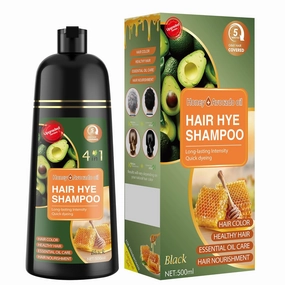 Hair Dye Shampoo 3 in 1 for Women & Men 100% Gray Hair Coverage - Herbal Ingredients Natural Plant Hair Color - Hair Dye in Minutes 500ML（Black）