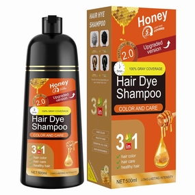 Hair Dye Shampoo 3 in 1 for Women & Men 100% Gray Hair Coverage - Herbal Ingredients Natural Plant Hair Color - Hair Dye in Minutes 500ML（Black）