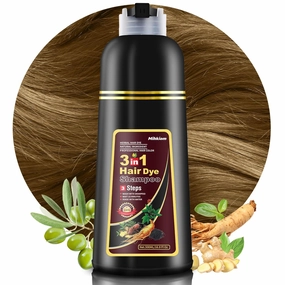 Hair Dye Shampoo 3 in 1 for Women & Men, Chestnut Brown Hair Color Shampoo Refresh Hair Only 20 Mins - Natural Plant - Champu Para Pintar el Pelo