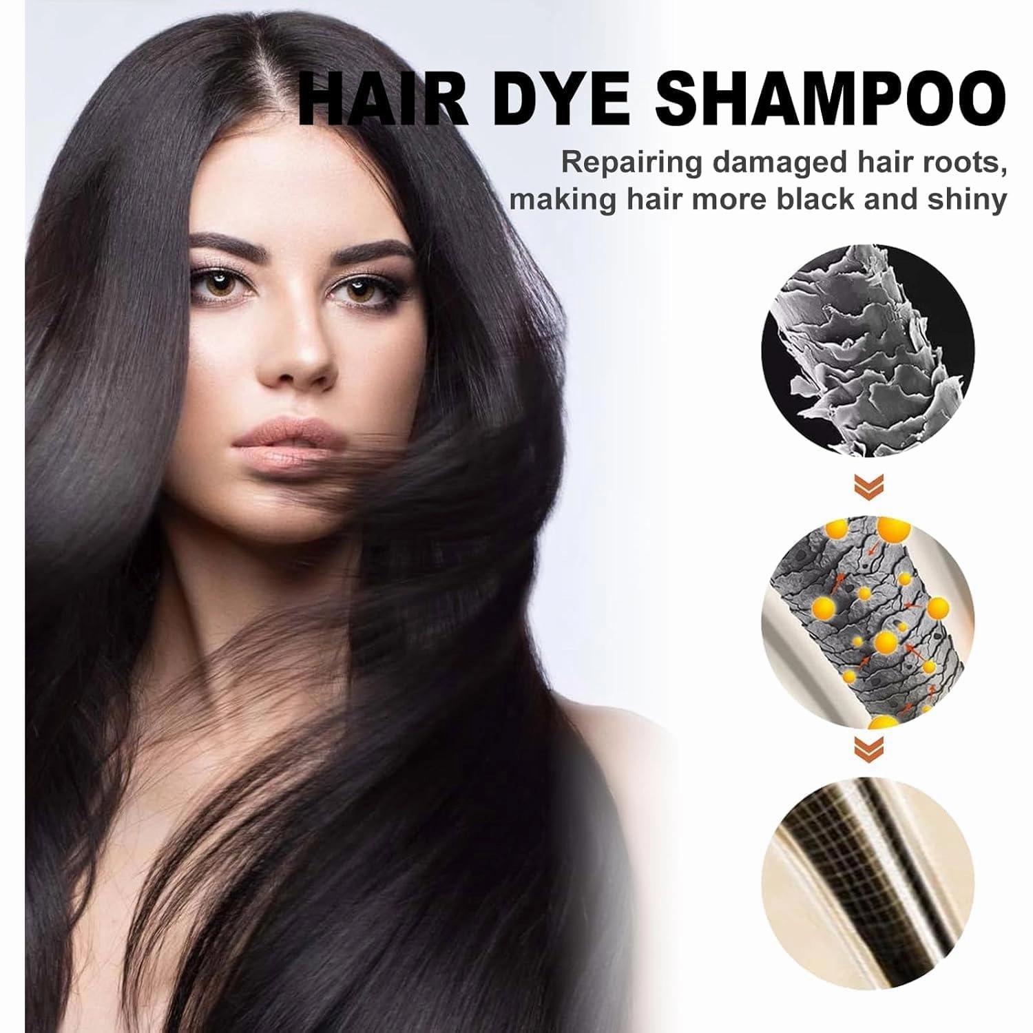 Hair Dye Shampoo, 3-in-1 Instant Hair Dye Shampoo, Covers White Hair, Increases Vitality and Luster, Natural Plant Herbal Formula, Suitable for Men and Women 200ml (brown)
