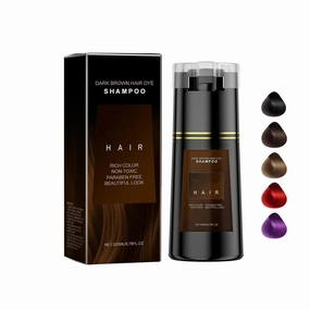 Hair Dye Shampoo, 3-in-1 Instant Hair Dye Shampoo, Covers White Hair, Increases Vitality and Luster, Natural Plant Herbal Formula, Suitable for Men and Women 200ml (brown)