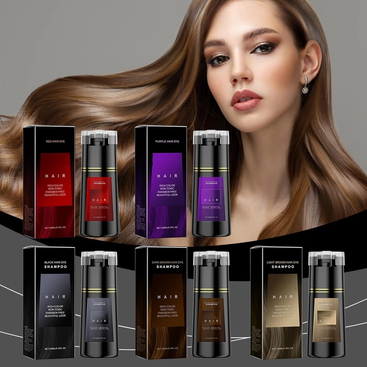 Hair Dye Shampoo, 3-in-1 Instant Hair Dye Shampoo, Covers White Hair, Increases Vitality and Luster, Natural Plant Herbal Formula, Suitable for Men and Women 200ml (brown)