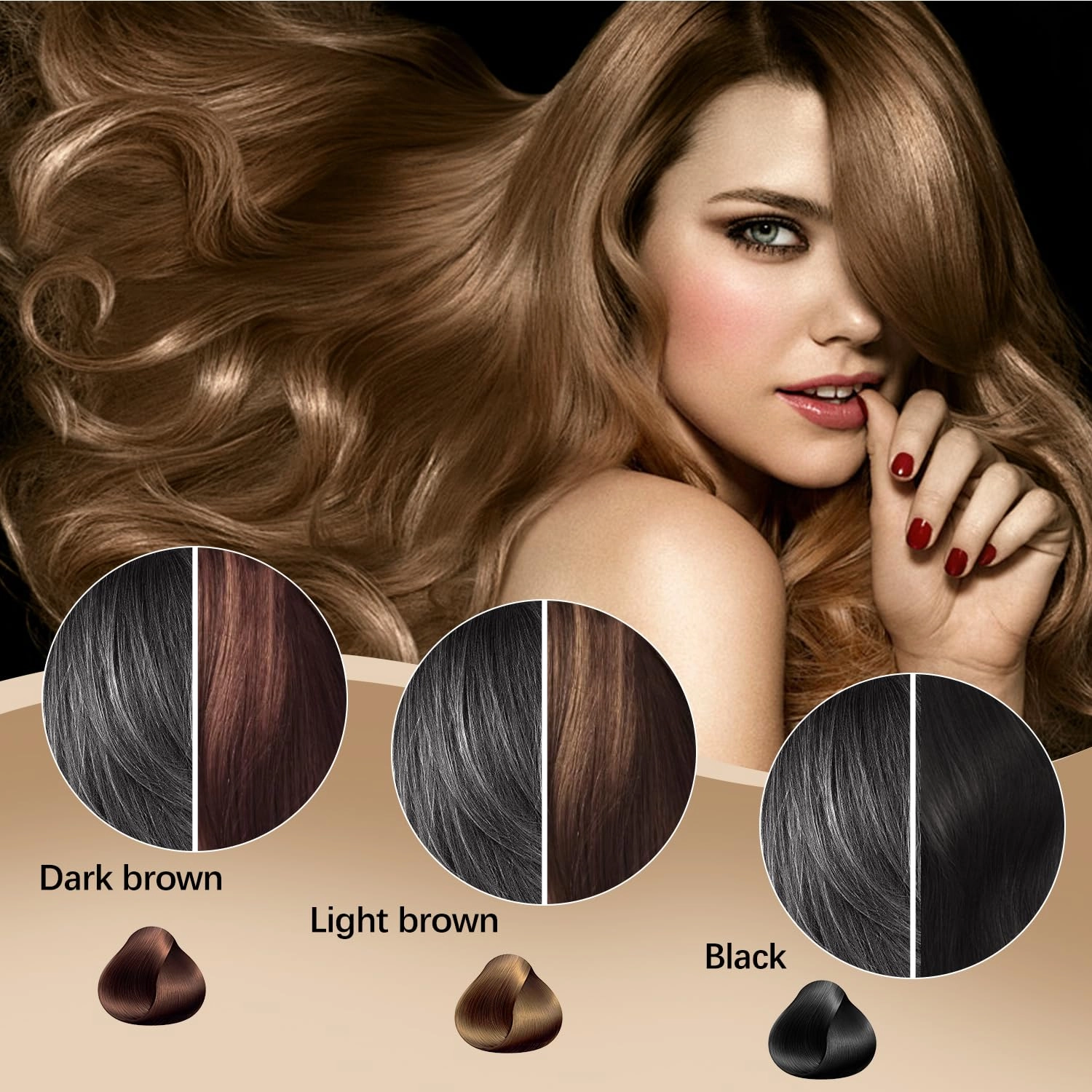 Hair Dye Shampoo - Instant Dye, 3 in 1, Black & Dark Brown for Men & Women, Covers Gray