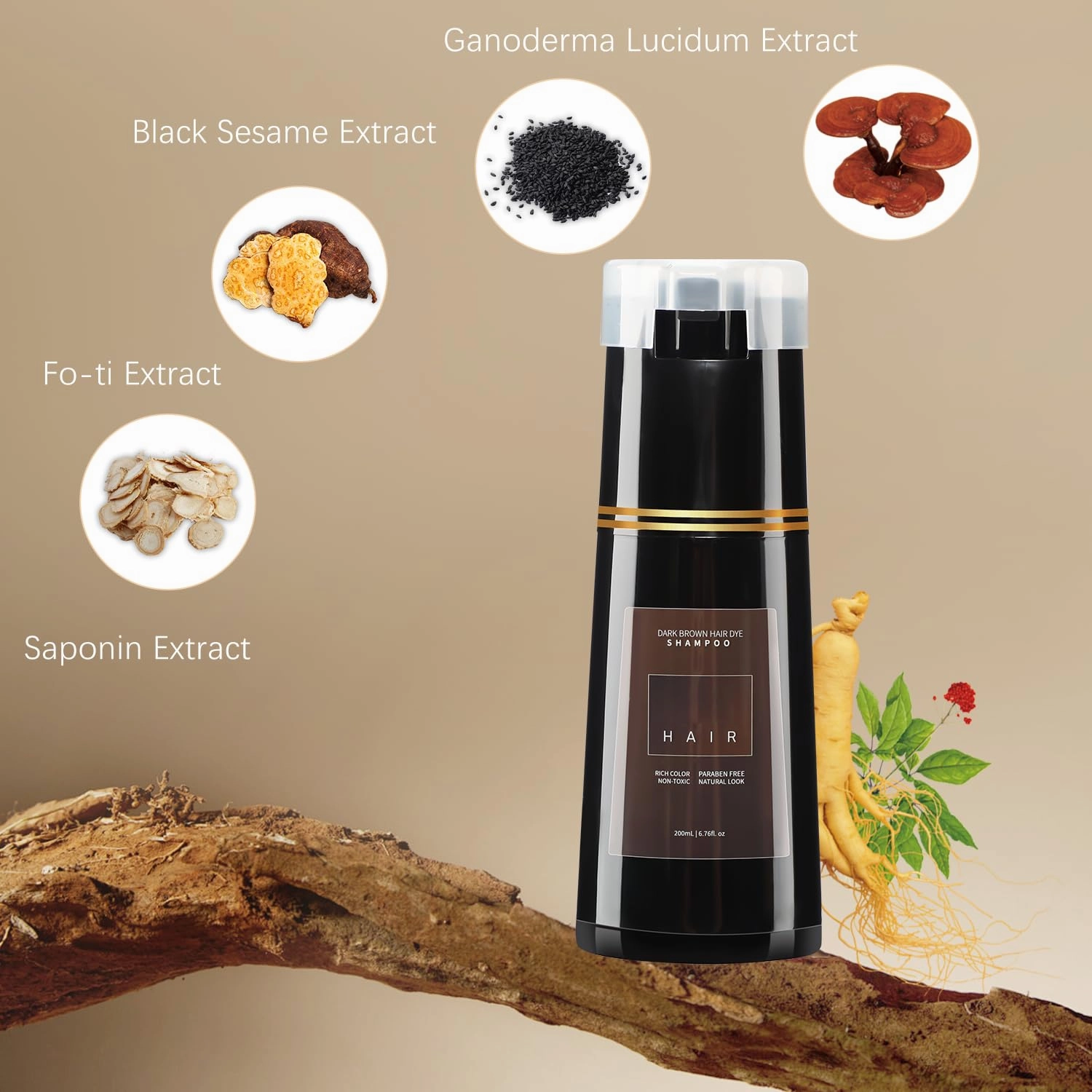 Hair Dye Shampoo - Instant Dye, 3 in 1, Black & Dark Brown for Men & Women, Covers Gray
