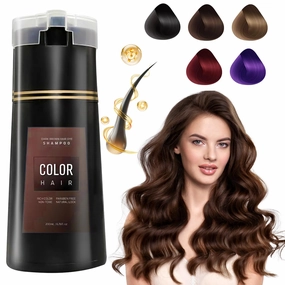 Hair Dye Shampoo - Instant Dye, 3 in 1, Black & Dark Brown for Men & Women, Covers Gray
