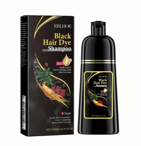 Hair Dye Shampoo (Black) – 3-in-1 Natural Hair Color for Gray Hair, Herbal Ingredients, Easy at-Home Use – Herbal Formula – Hair Dye for Women & Men (Black) (500ml, 16.9oz)