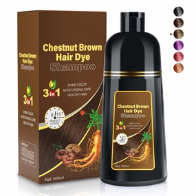 Hair Dye Shampoo Chestnut Brown 3 in 1 Natural Herbal Hair Color Shampoo for Women, Semi-Permanent chao canas