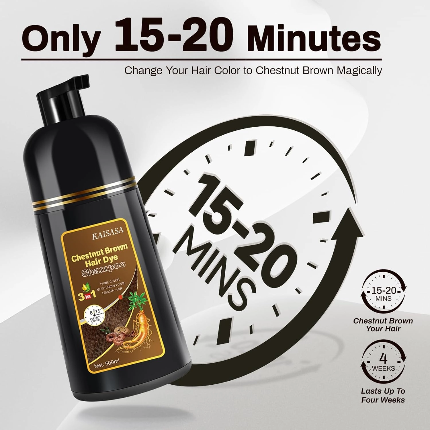 Hair Dye Shampoo Chestnut Brown 3 in 1 Natural Herbal Hair Color Shampoo for Women, Semi-Permanent chao canas