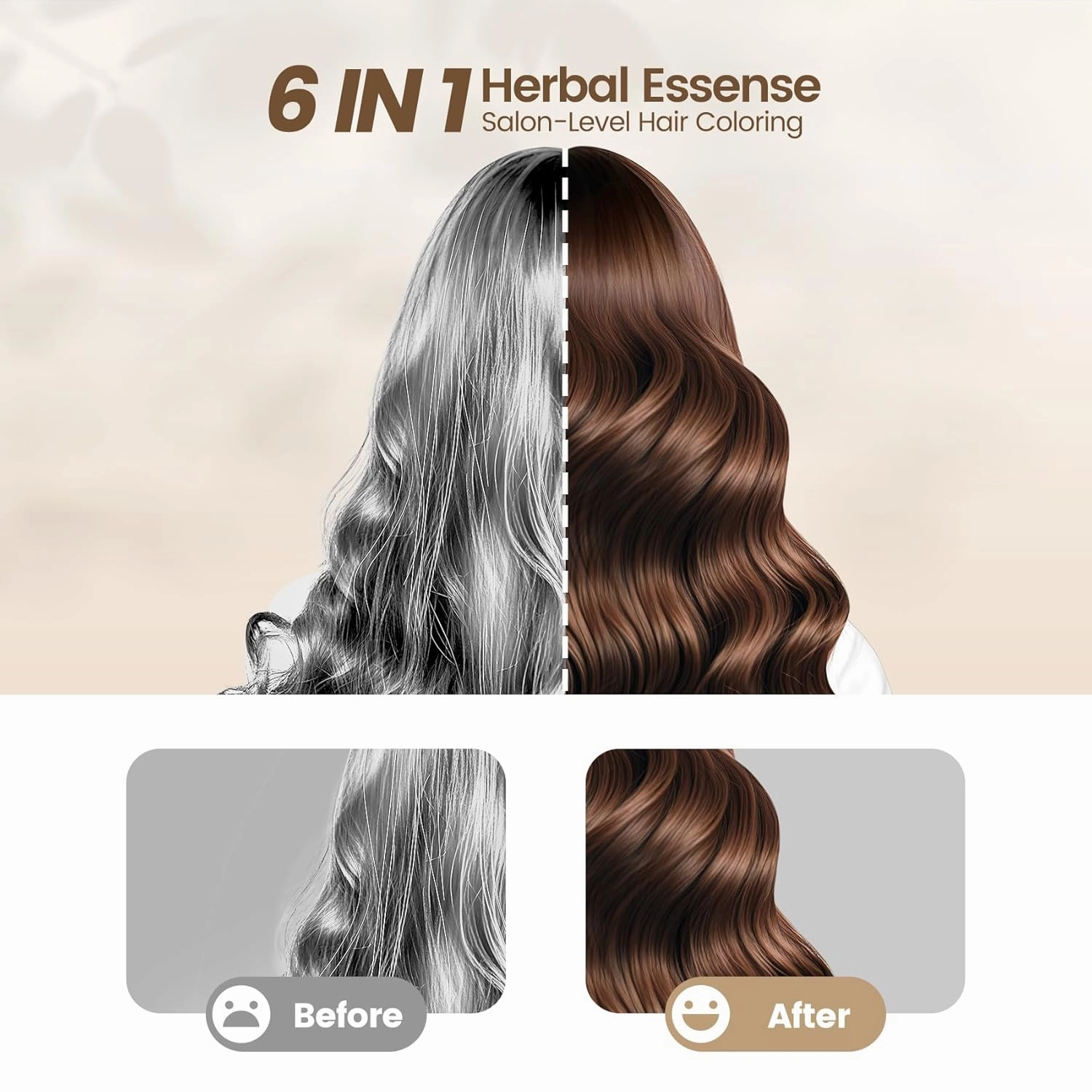 Hair Dye Shampoo,Coffee Color 6-in-1 Natural Herbal Hair Color Shampoo,Semi-Permanent Gray Coverage with Pleasant Scent,Ammonia-Free Formula for Women & Men (460ml/15.55fl oz)
