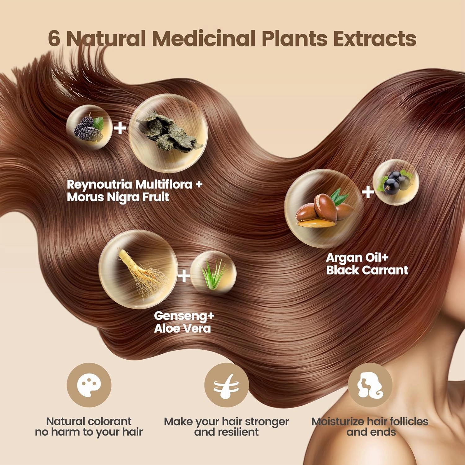 Hair Dye Shampoo,Coffee Color 6-in-1 Natural Herbal Hair Color Shampoo,Semi-Permanent Gray Coverage with Pleasant Scent,Ammonia-Free Formula for Women & Men (460ml/15.55fl oz)