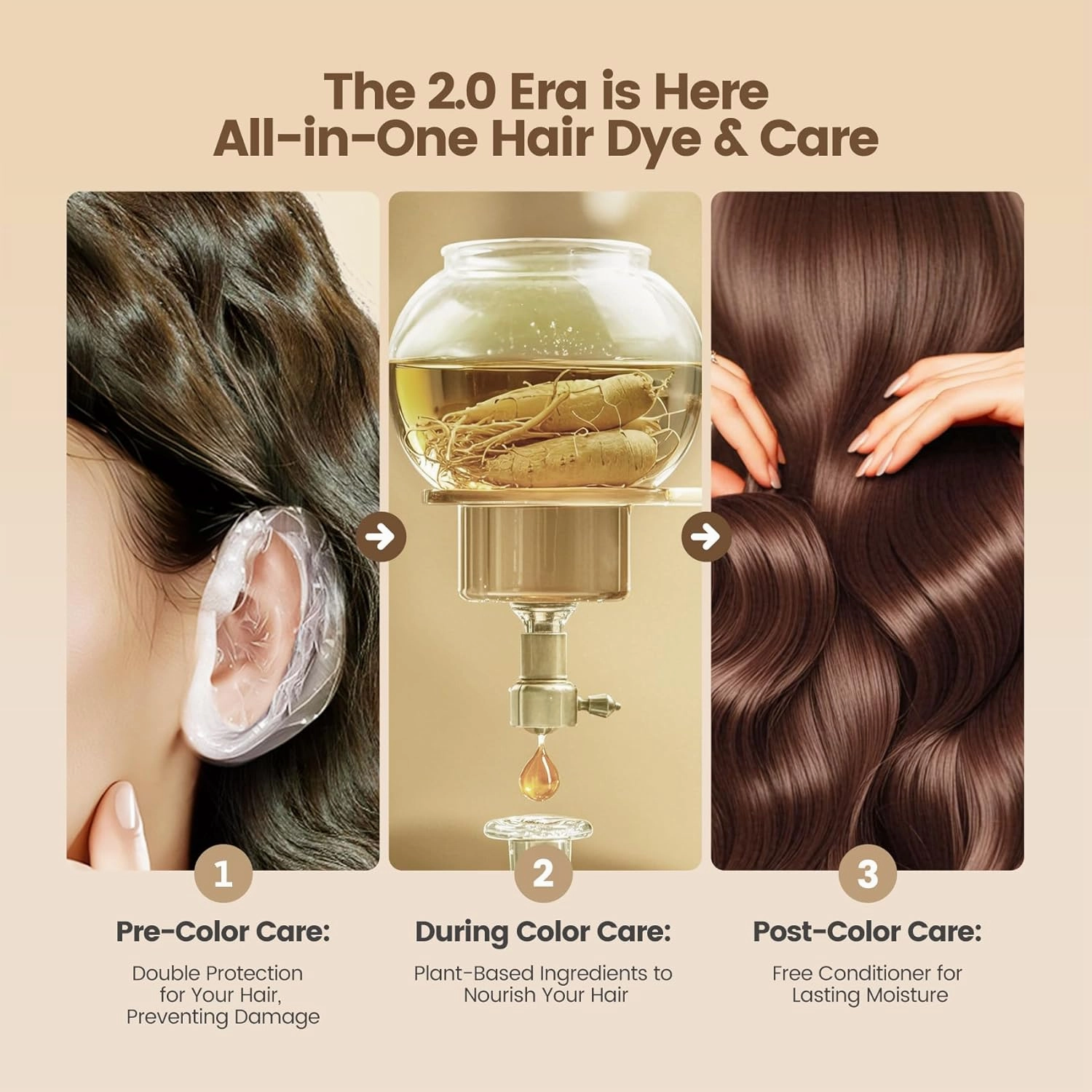 Hair Dye Shampoo,Coffee Color 6-in-1 Natural Herbal Hair Color Shampoo,Semi-Permanent Gray Coverage with Pleasant Scent,Ammonia-Free Formula for Women & Men (460ml/15.55fl oz)