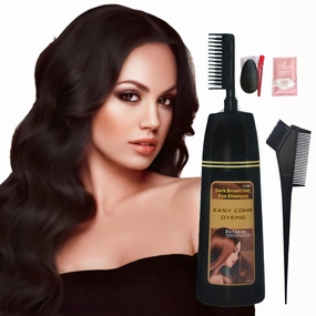 Hair Dye Shampoo Dark Brown Permanent YIZHONG Hair Color For 100% Gray Coverage Women Men Dark Easy Comb Dyeing (tea black brown)… (black tea)