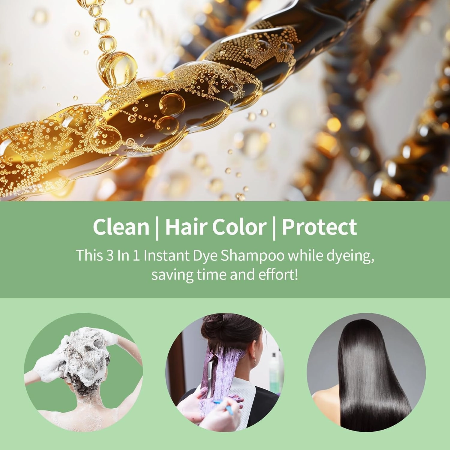 Hair Dye Shampoo for Gray Hair, 3 In 1 Natural & Long-Lasting Hair Color Shampoo, Instant Magic Hair Dye, Champu Para Canas, Herbal Treated for Men Women,16.9 fl.oz (Coffee)