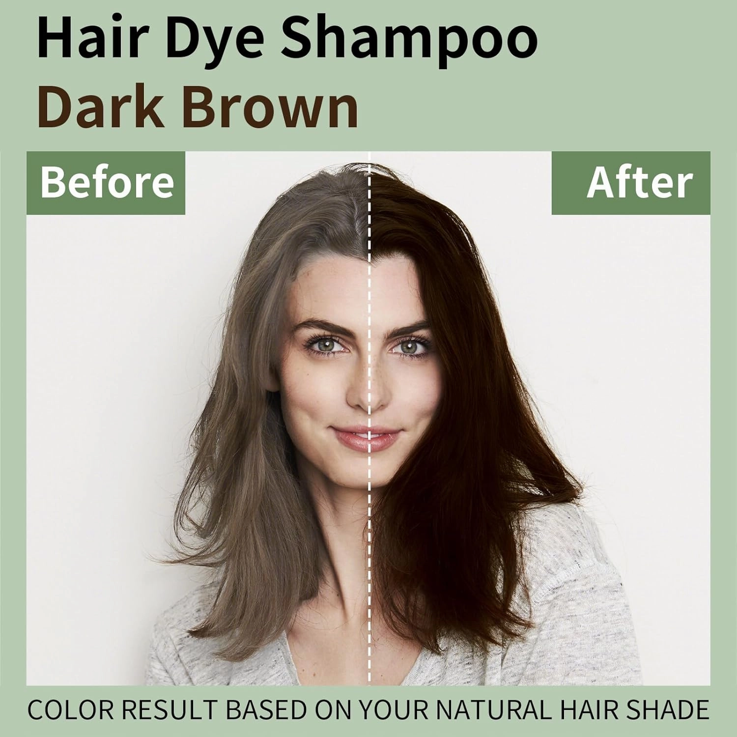 Hair Dye Shampoo for Gray Hair, 3 In 1 Natural & Long-Lasting Hair Color Shampoo, Instant Magic Hair Dye, Herbal Treated for Men Women,16.9 fl.oz (Dark Brown)