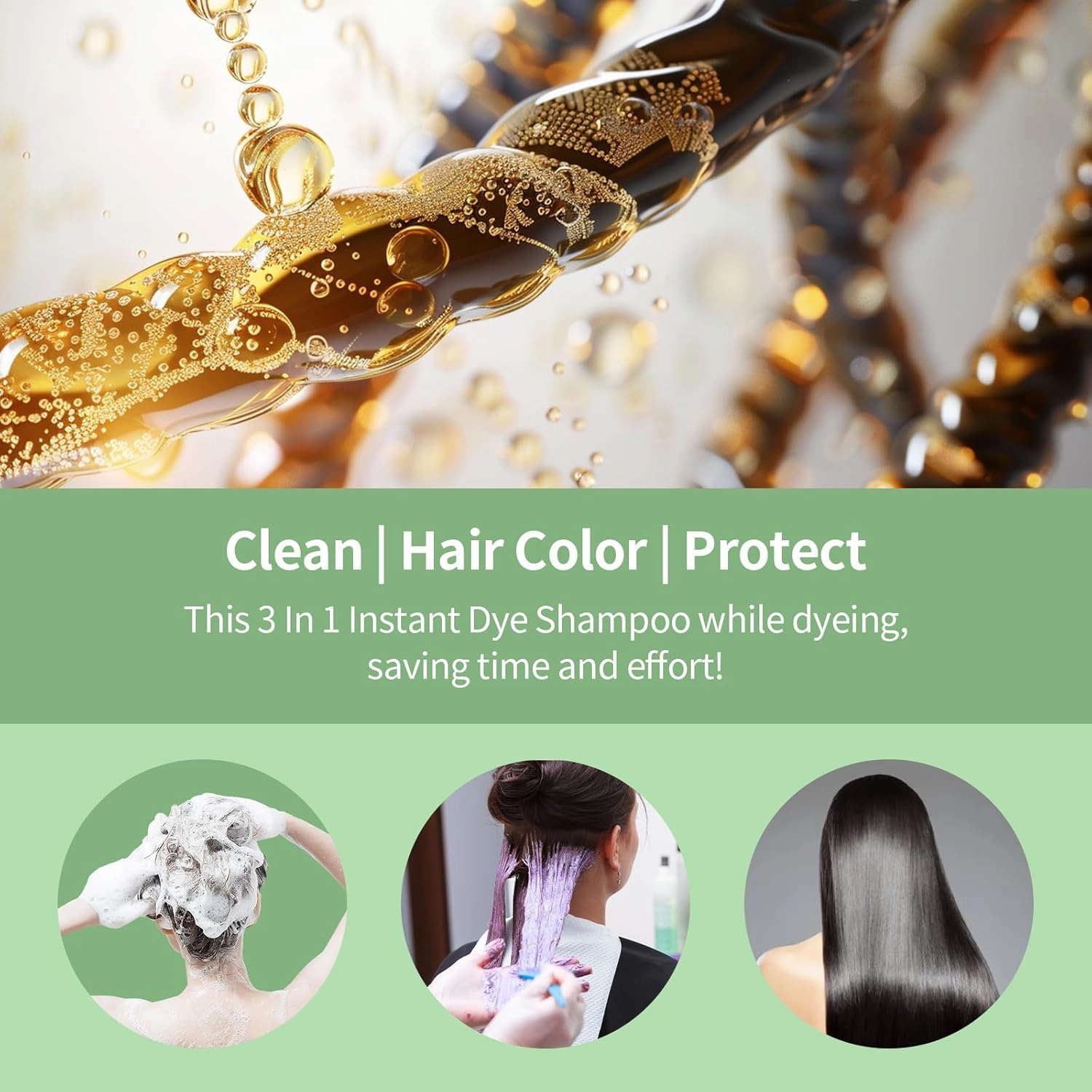 Hair Dye Shampoo for Gray Hair, 3 In 1 Natural & Long-Lasting Hair Color Shampoo, Instant Magic Hair Dye, Herbal Treated for Men Women,16.9 fl.oz (Dark Coffee)