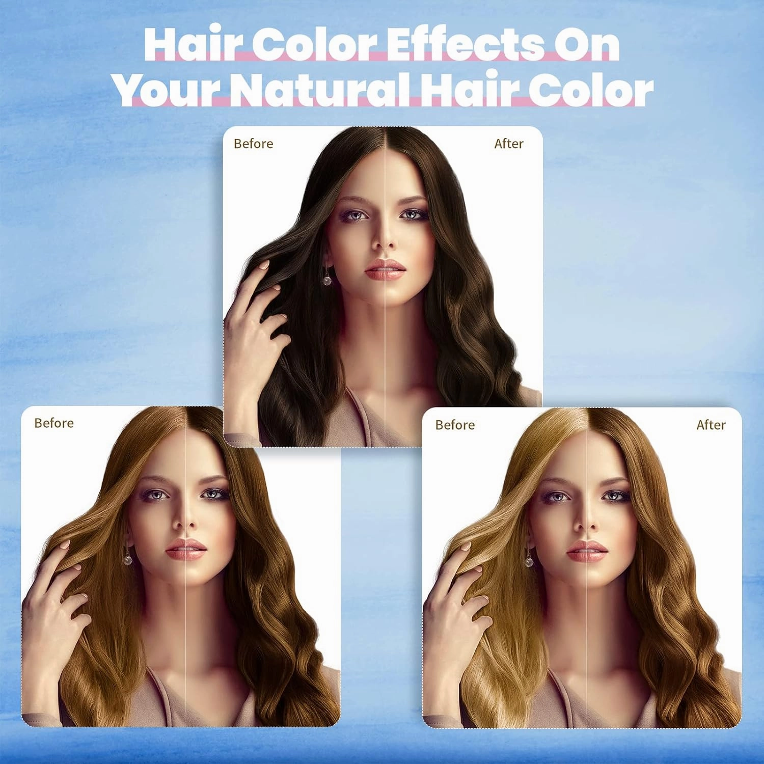 Hair Dye Shampoo for Gray Hair Coverage, 3-in-1 Semi-Permanent Color Shampoo for Women & Men Chestnut Brown