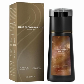 Hair Dye Shampoo, Instant Gray Coverage & Natural Color for Women/Men, Long-Lasting & Gentle Formula (Light Brown)
