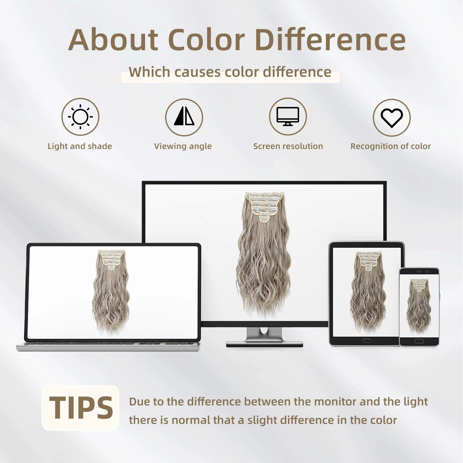 Hair Extensions Clip ins, 6 PCS Wavy Extensions, Light Gray&Ash Blonde&Light Brown Thick Hair, Blends Well Hair Extensions (20Inch, 6PCS, Gray Brown&Ash Blonde)