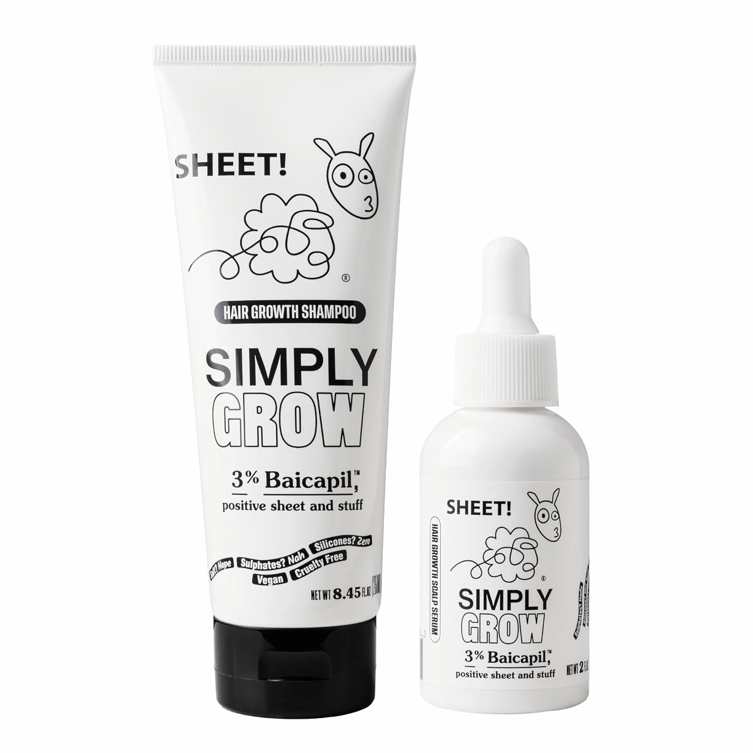 Hair Growth Treatment Shampoo & Serum Kit – Stimulates Growth with 3% Baicapil – Stops Hair Loss – Water-Based Formula – 8.45 fl oz   2 fl oz