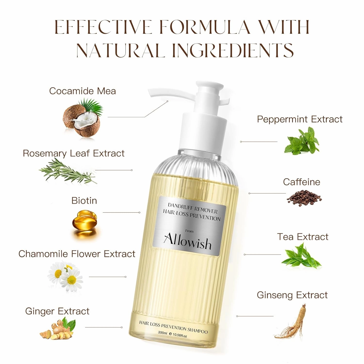 Hair Loss Shampoo for Women, Rosemary Caffeine Shampoo for Hair Growth - Thinning Hair Treatment with Biotin Ginger - Thickening, Dandruff, Volume, Sulfate-Free