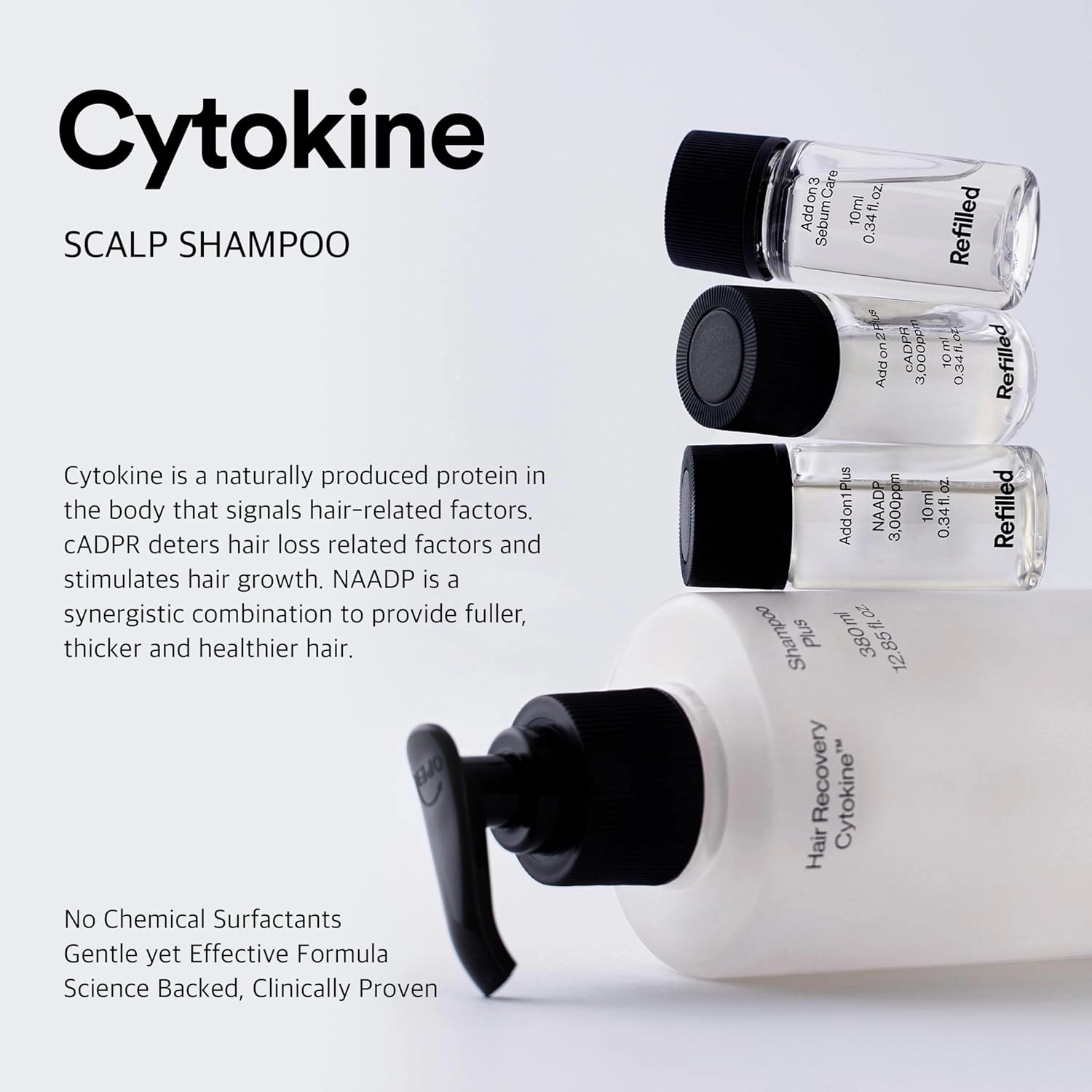 Hair-Recovery Cytokine Shampoo Plus Sensitive Care, 12.8 Fl. Oz. – Gentle Hair Loss Shampoo for Thinning Hair, Soothing Scalp Care, Hypoallergenic, Anti-Hair Fall, Sulfate-Free Formula for Fuller Hair