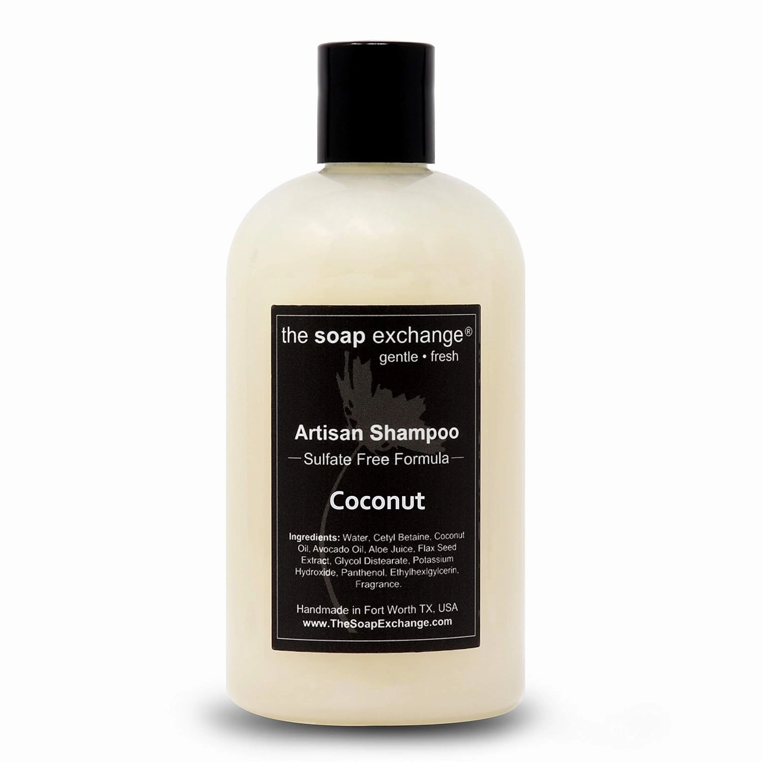 Hair Shampoo - Coconut Scent - Hand Crafted 12 fl oz / 354 ml Natural Artisan Hair Care, Gentle, Sulfate & Paraben Free, Cleanse, Moisturize, & Protect. Made in the USA.