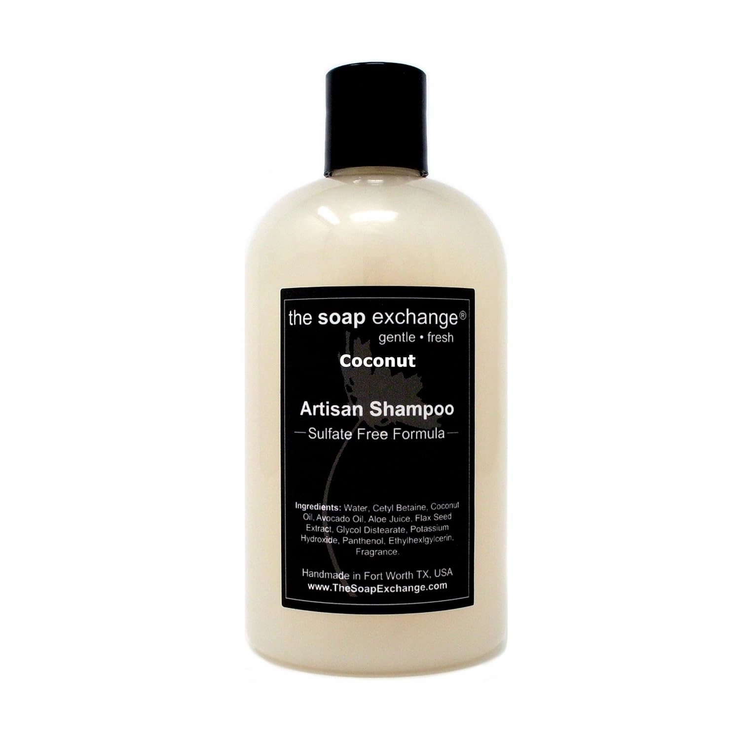 Hair Shampoo - Coconut Scent - Hand Crafted 12 fl oz / 354 ml Natural Artisan Hair Care, Gentle, Sulfate & Paraben Free, Cleanse, Moisturize, & Protect. Made in the USA.