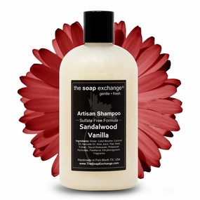 Hair Shampoo - Sandalwood Vanilla Scent - Hand Crafted 12 fl oz / 354 ml Natural Artisan Hair Care, Gentle, Sulfate & Paraben Free, Cleanse, Moisturize, & Protect. Made in the USA.