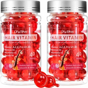 Hair Treatment Serum, 80 Capsules Hair Vitamins A, C, E, B5 - with Argan Macadamia & Avocado Oil for Damaged Hair Repair, Frizz Control, Healthy Hair Treatment for Women & Men