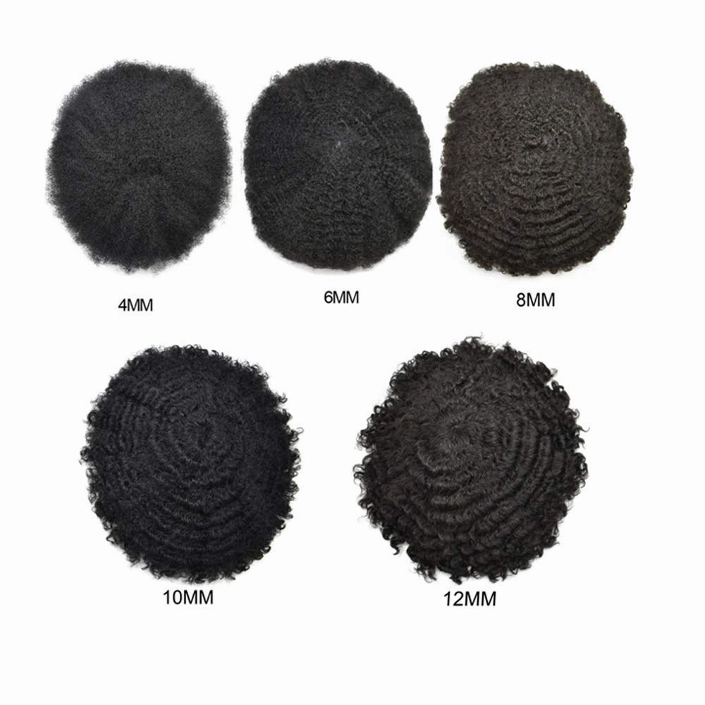 Hair Unit for Black Men Afro Toupee Hair System for Black Men HD Lace Brazilian Real Human Hair Toupee Transparent Afro Hair Piece 8X10 6MM #1B20#1B OFF BLACK 20% GREY