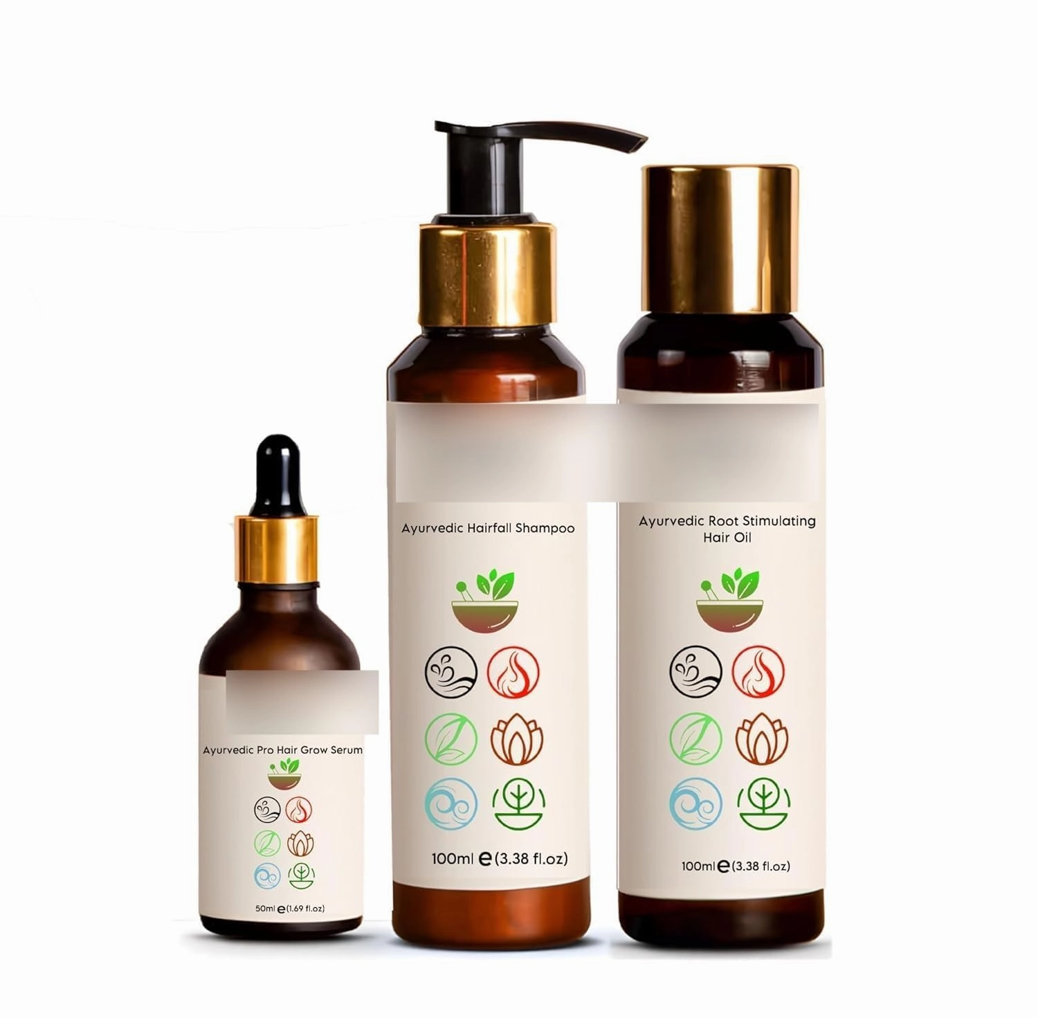 HairFall Control Regimen- 3 Ayurvedic Product Kit For All Hair - Lotus AntiHairfall Shampoo, Neem AntiHairfall Hair Oil & Aloe Vera Hair Booster Serum
