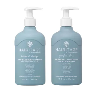 Hairitage Anti-Dandruff Shampoo - Moisturizes,Soothes Dry, Flaky Scalp - Reduce Scalp Irritation with Rosemary Oil - 13 fl oz   Balancing Conditioner - 26 Ounce