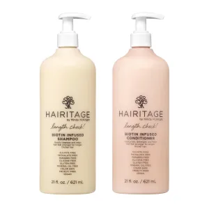 Hairitage Length Check Biotin   Castor Oil Shampoo and Conditioner Set - Volume   Moisture - Sulfate Free   Color Safe - Women   Men Hydrating Repair Shampoo Conditioner for Hair Loss   Hair Thinning