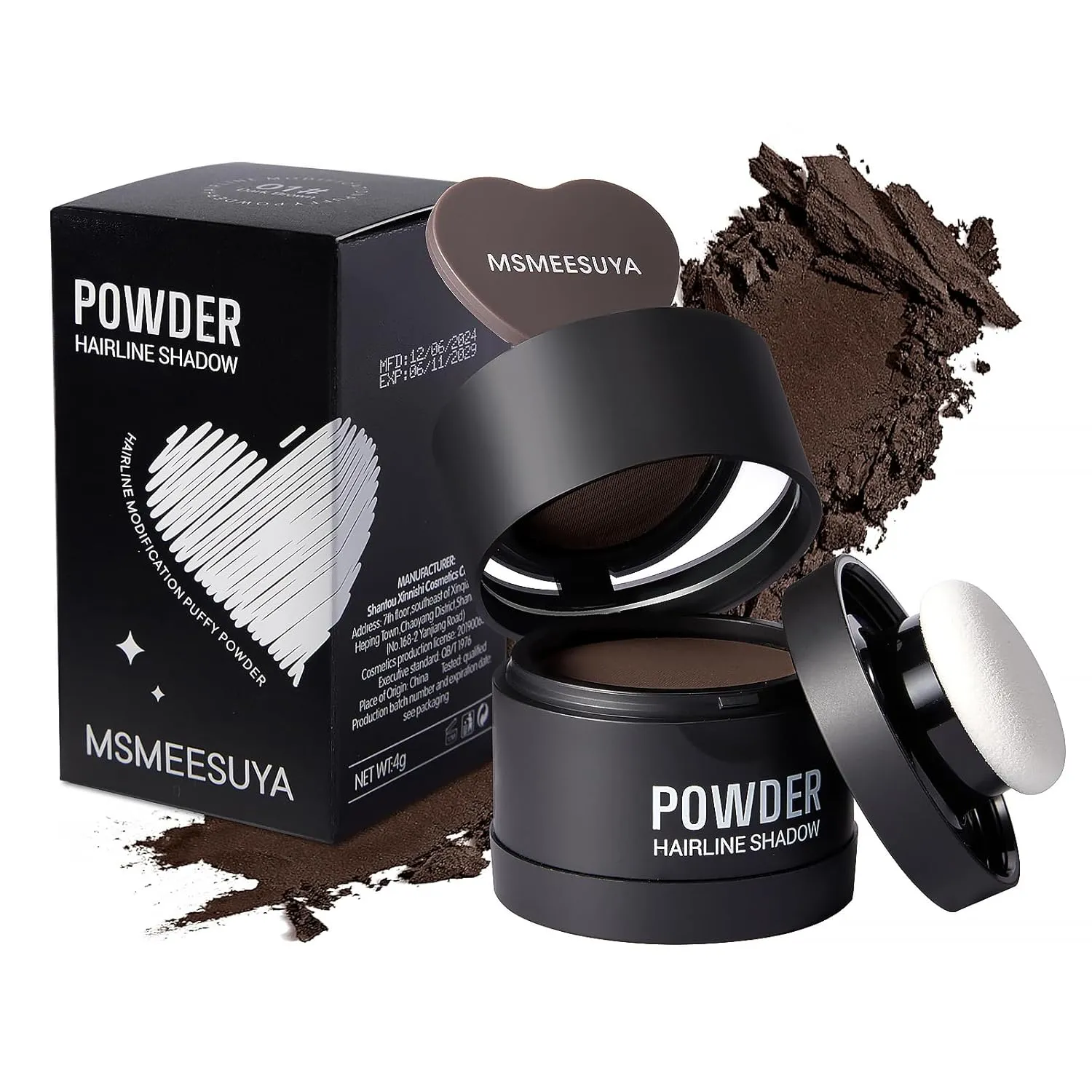 Hairline Powder Instantly, Fill In Fine or Root Touch Up powder,Thinning Hair Instantly Thicker Touch Up for Windproof&Sweatproof, Darkroot Touch Up for Men & Women (DARK BROWN丨4g/0.14 oz)