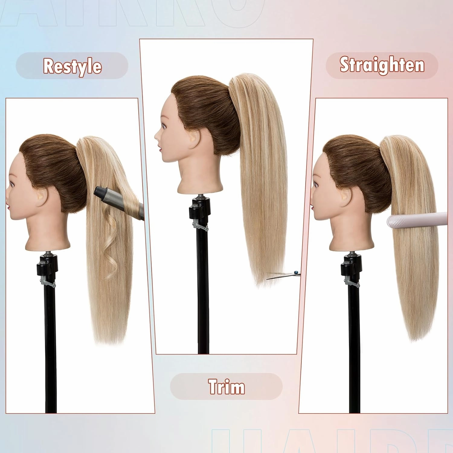 Hairro Ponytail Hair Extensions Claw Clip In Ponytails Jaw On Ponytail Extensions 100% Real Human Hair Long Straight Jaw/Claw Clips Pony Tail Hairpieces For Women 14 Inch 105g #01 Dark Black
