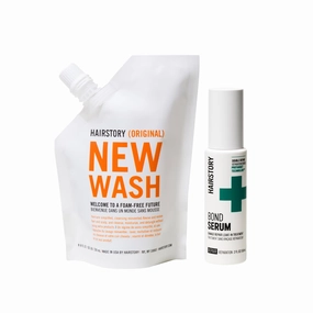 Hairstory Bond Serum & New Wash Original Bundle, Damage Repair Leave In Treatment with Cleansing Cream for All Hair Types, Minimize Breakage & Hair Loss, Nourish & Protect from Heat