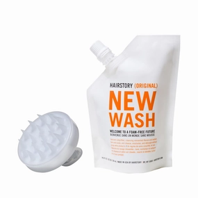 Hairstory New Wash Original with Scalp Brush, Cleansing Cream for All Hair Types, Shampoo & Conditioner Alternative, Promotes Scalp Health, Nourishes & Protects, 8oz