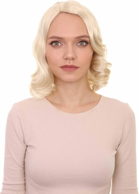 HalloweenPartyOnline 50's Housewife Shorty Curly Side Part Costume Wig, Multiple Color Options