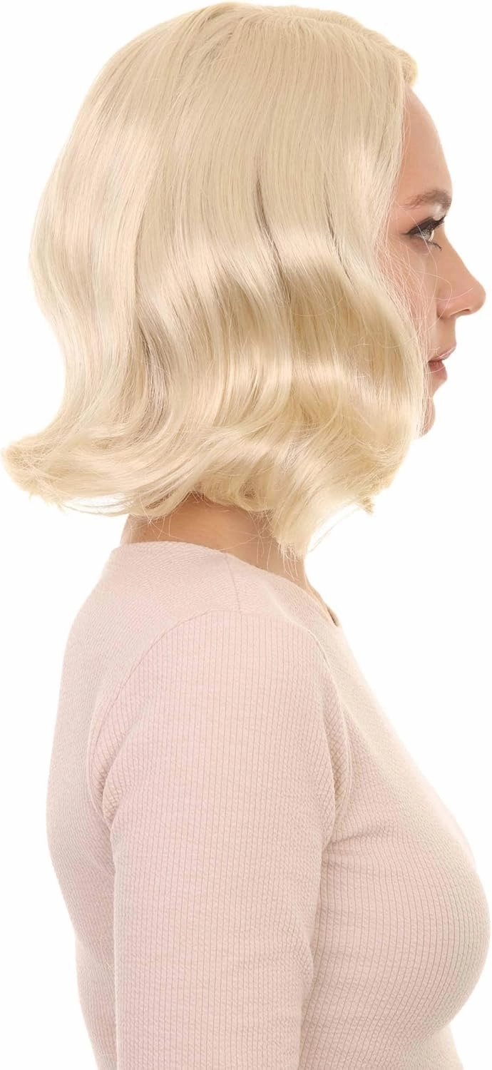 HalloweenPartyOnline 50's Housewife Shorty Curly Side Part Costume Wig, Multiple Color Options