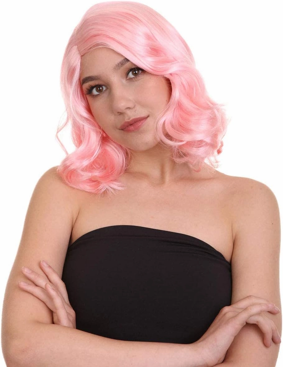 HalloweenPartyOnline 50's Housewife Shorty Curly Side Part Costume Wig, Multiple Color Options