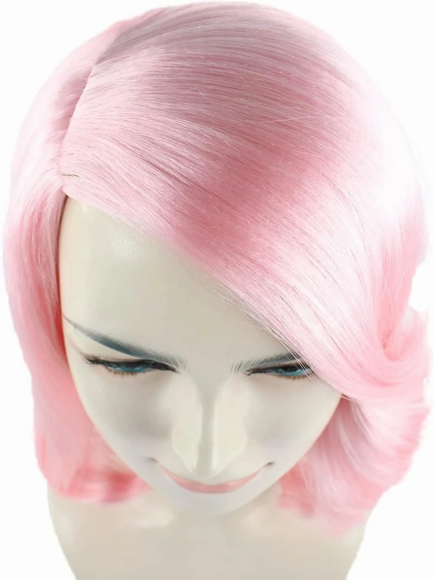 HalloweenPartyOnline 50's Housewife Shorty Curly Side Part Costume Wig, Multiple Color Options