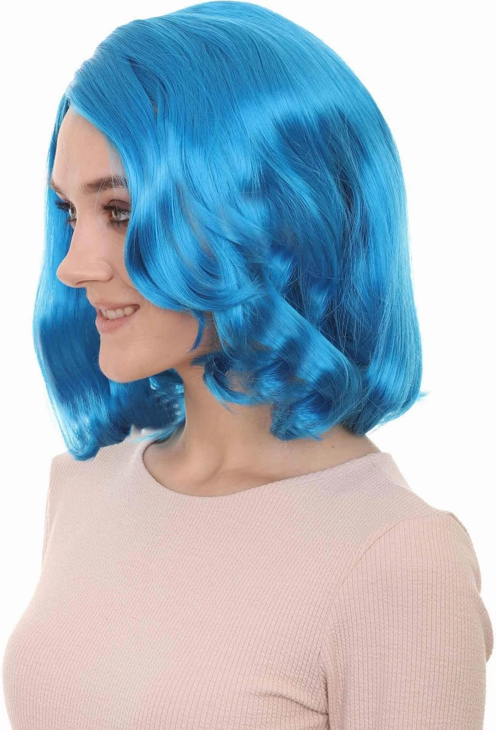 HalloweenPartyOnline 50's Housewife Shorty Curly Side Part Costume Wig, Multiple Color Options
