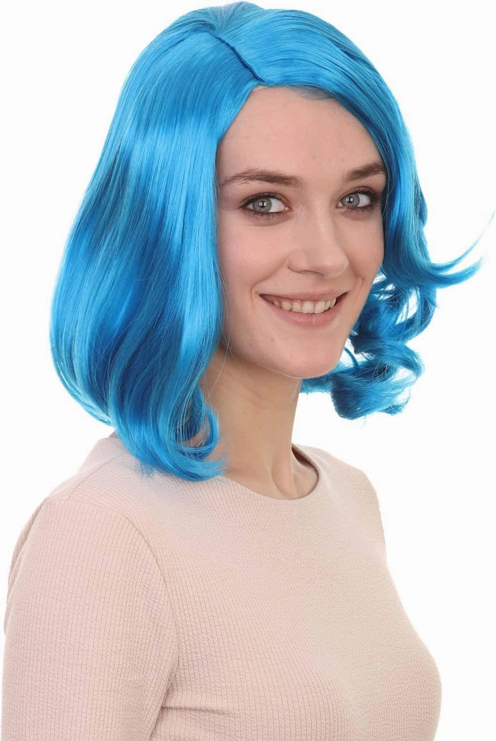 HalloweenPartyOnline 50's Housewife Shorty Curly Side Part Costume Wig, Multiple Color Options