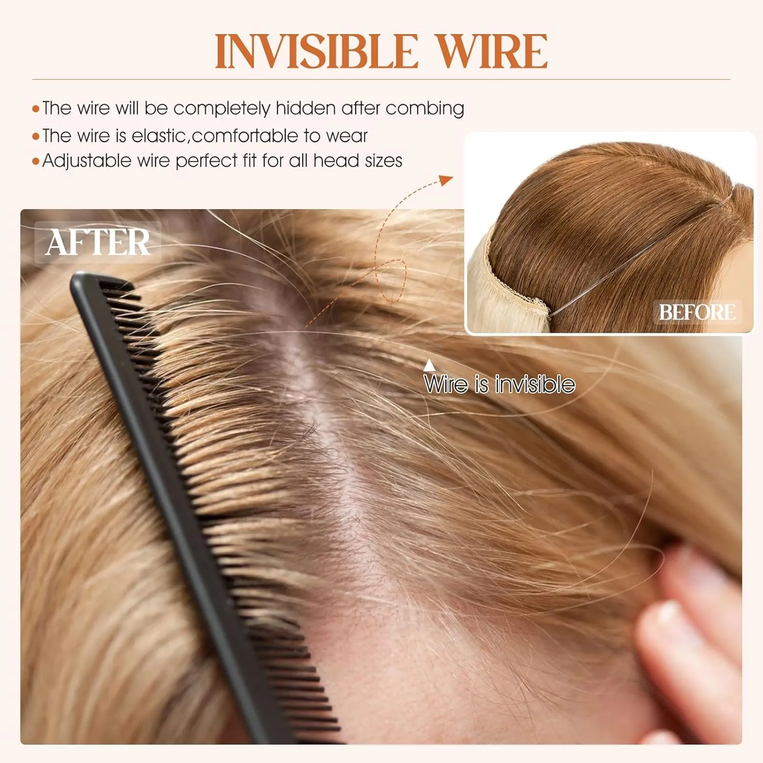 Halo Hair Extensions Real Human Hair, S-noilite Hair Halo Extensions for Women 16inch Golden Brown/Bleach Blonde Halo Extensions Invisible Wire HairExtensions