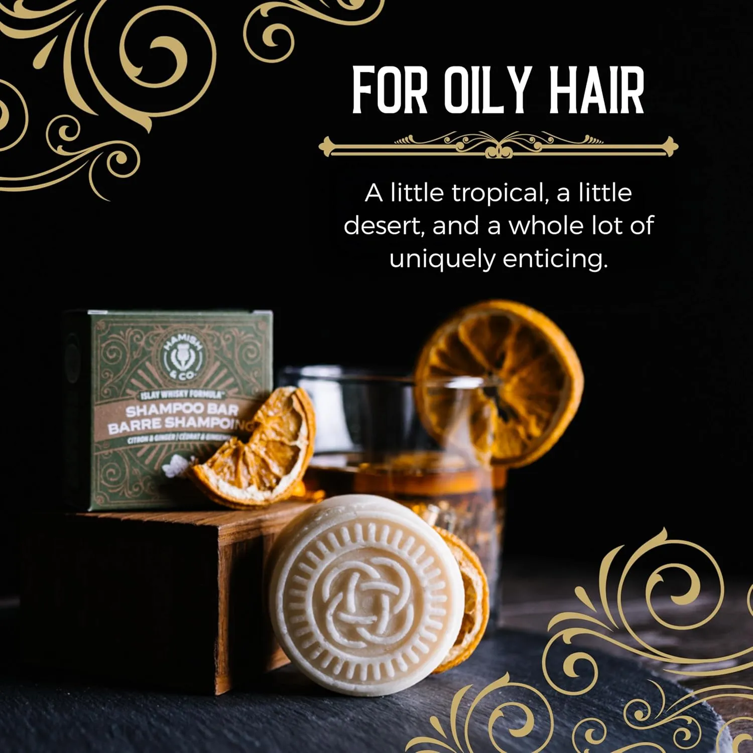 Hamish & Co. Shampoo Bar - Citron & Ginger - Shampoo for Men - Handcrafted with Scottish Islay and Whiskey Infused - Made from Natural Ingredients - Sulfate, Paraben, Cruelty, and Plastic-Free